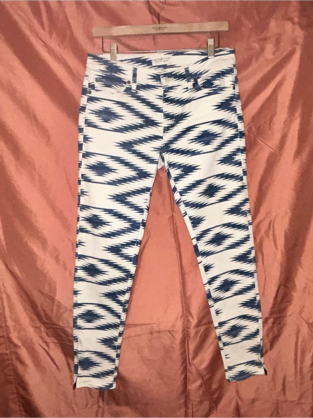 Ralph Lauren Blue & White Ankle Zip Skinny Jeans